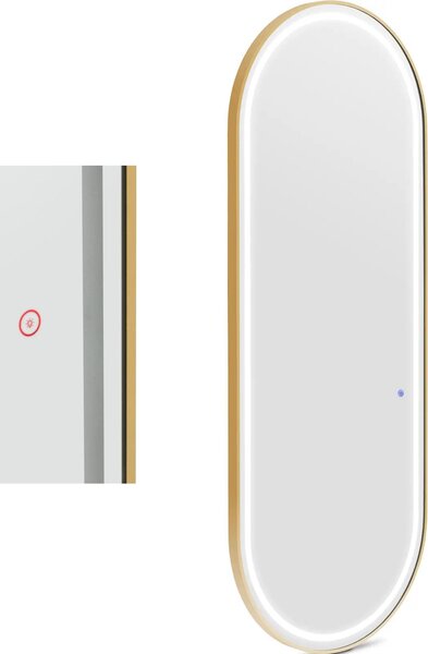Expondo physa kadeřnický zrcadlo – LED osvětlení – extra ploché – oválné – 70 x 4 x 180 cm