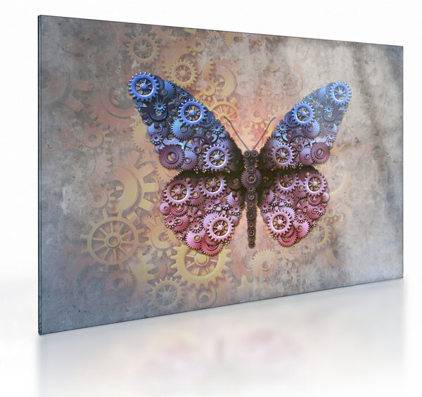 Skleněný obraz - Steampunk motýl (70x50 cm)