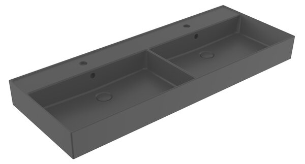 Dvojumyvadlo SAT Infinitio 120,4x46,5 cm černá mat dva otvory pro baterii SATINF212046BKM