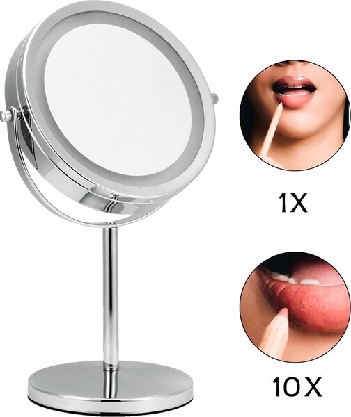 Mucola koupelnové zrcadlo make-up zrcadlo 10x kosmetické zrcadlo LED make-up zrcadlo zrcadlo na holení osvětlení koupelnové zrcadlo stojící zrcadlo