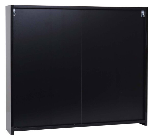 Zrcadlová skříňka HWC-B19b, koupelnová skříňka na zeď, 6 polic s certifikátem ve vysokém lesku 70x80x16cm černá