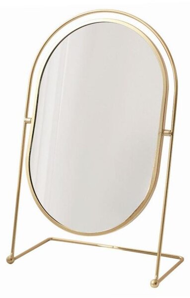 Stolní zrcadlo UNIQ Oval Lux – elegantní kosmetické zrcadlo ve zlaté barvě