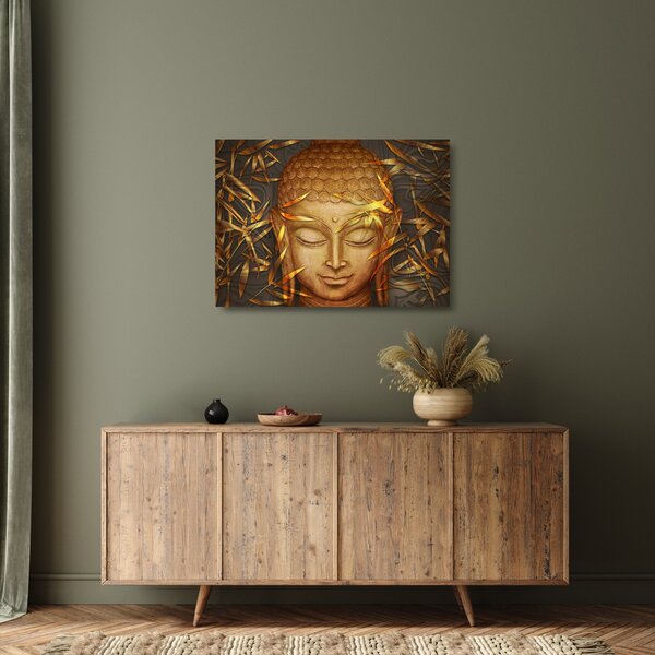 Skleněný obraz - Zlatý Buddha (70x50 cm)