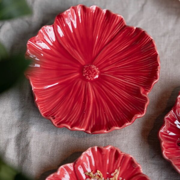 Kermický talířek Red Flower Ø 13 cm