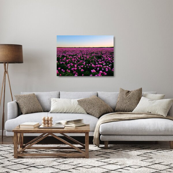 Skleněný obraz - Louka fialových tulipánů (70x50 cm)