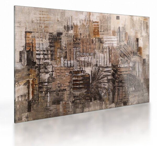 Skleněný obraz - Abstrakce v hnědých tónech (70x50 cm)