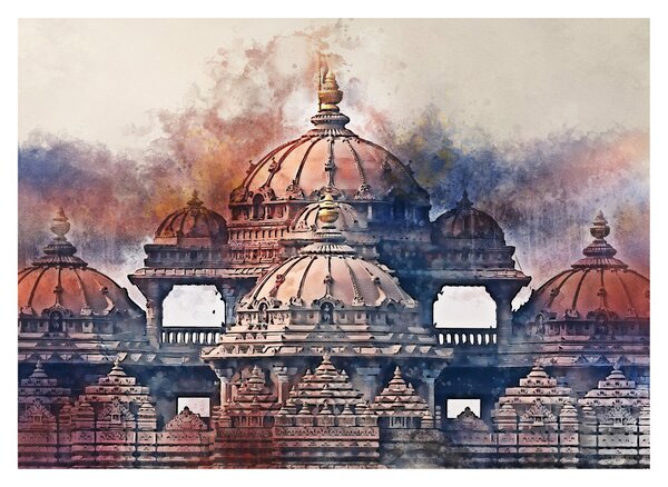 Skleněný obraz - Akshardham, Nové Dilií, Indie (70x50 cm)