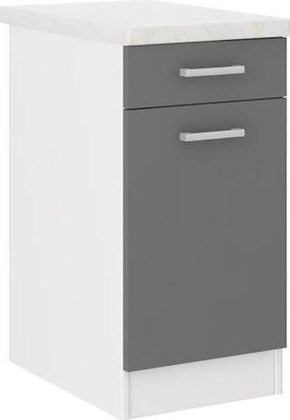 Spodní kuchyňská skříňka ULTRA, 40 cm, s pracovní deskou, šedá, Imitace tmavý dub