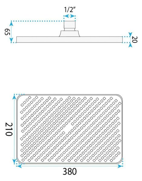 Rea Rea, obdélníková dešťová sprcha 380x210 mm, JS-032, černá matná, REA-P0393