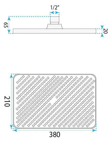 Rea Rea, obdélníková dešťová sprcha 380x210 mm, JS-032, broušená ocel, REA-P0394