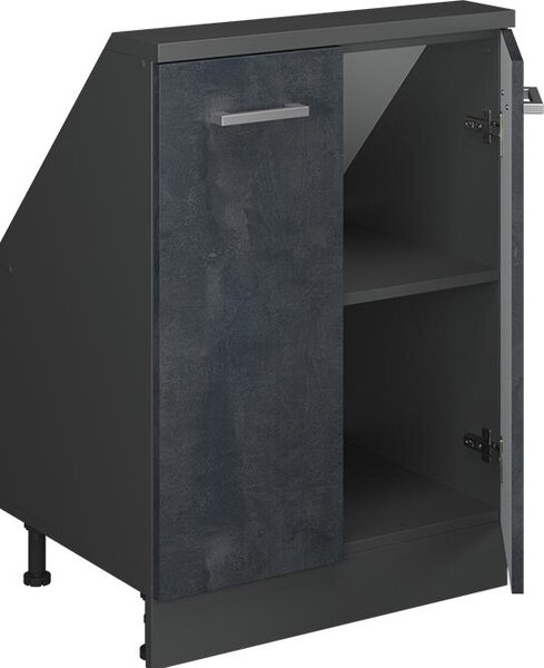Kuchyňská skříňka pod šikmou střechu Vicco R-Line Černý beton 60 cm se 2 dvířky, Model 58255