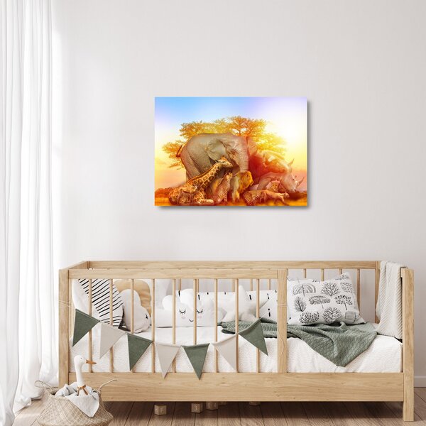 Skleněný obraz afrických zvířátek (70x50 cm)