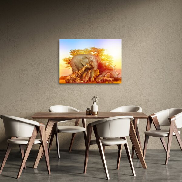 Skleněný obraz afrických zvířátek (70x50 cm)