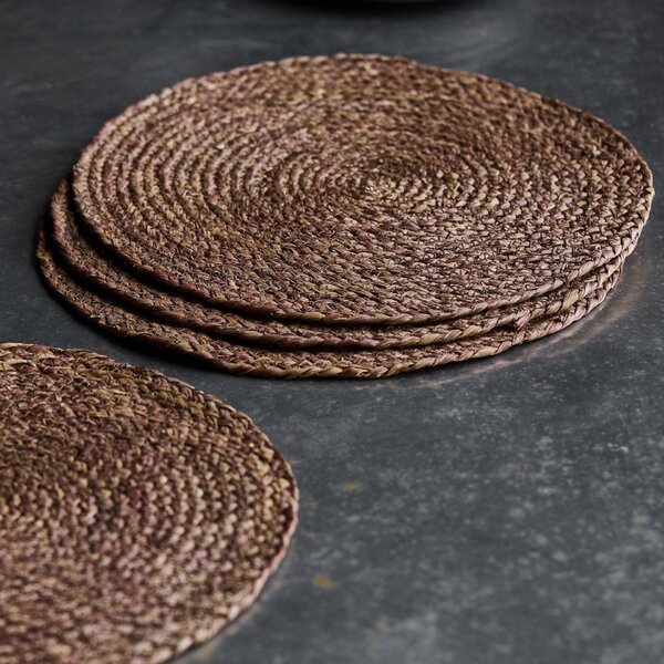 Prostírání z kukuřičného šustí Circle Rose Taupe – set 4 ks