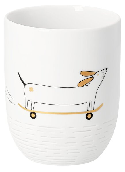 Porcelánový hrnek Dachshund Skateboard