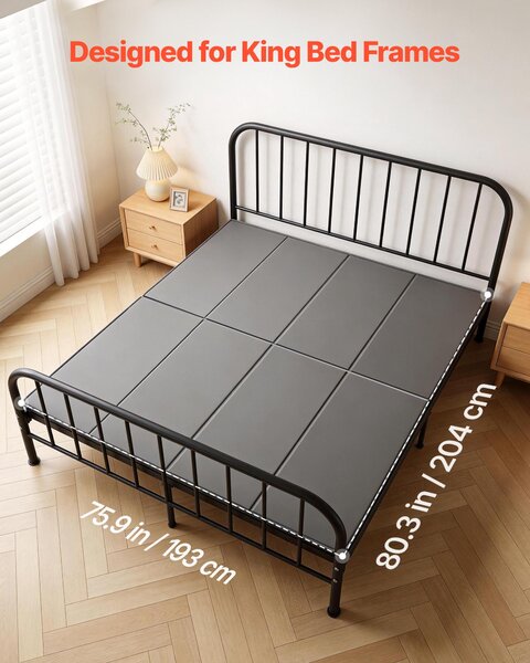 VEVOR Podpěra matrace King Size, 204x193 cm, skládací, s suchým zipem, PP jádro s vrchní vrstvou z Oxfordu 600D, zabraňuje prohýbání pro kovové rámy, palandy a rozkládací pohovky