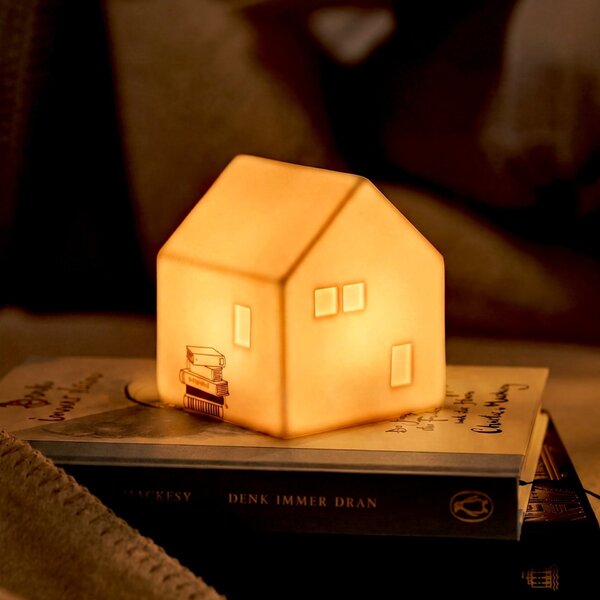 Porcelánový LED svítící domeček Books