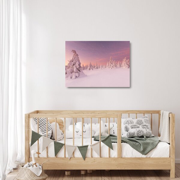 Skleněný obraz - Stromy pod sněhovou přikrývkou (70x50 cm)