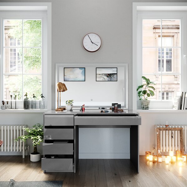 Toaletní stolek Vicco Sherry Šedá 120 cm se zrcadlem LED, Model 38788