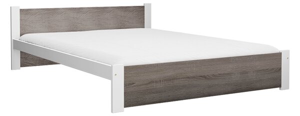 Postel IKAROS 120 x 200 cm, bílá/dub lanýž s laťkovým roštem a matrací Deluxe 10 cm