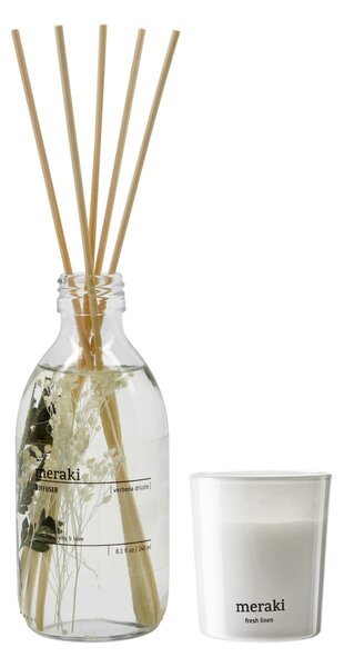 Dárková sada Verbena Drizzle / Fresh Linen – aroma difuzér + svíčka