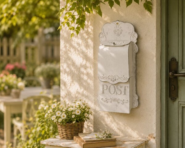 Bílá retro poštovní schránka Post - 23*10*50 cm - Clayre & Eef