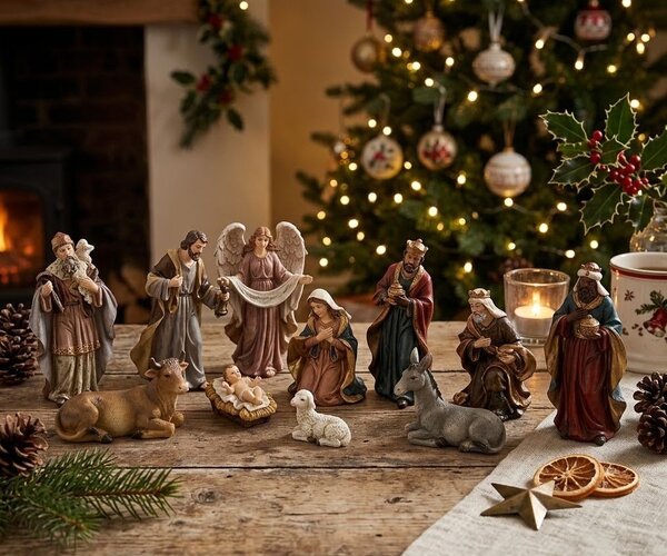 Vánoční dekorace figurky Betlém – sada 11 ks / 10*5*15 cm - Clayre & Eef