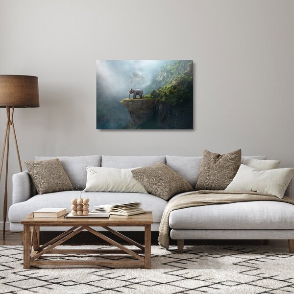 Skleněný obraz - Slůně na vrcholku Taj Mahal (70x50 cm)