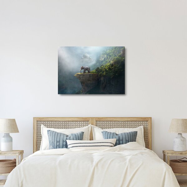 Skleněný obraz - Slůně na vrcholku Taj Mahal (70x50 cm)