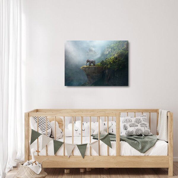 Skleněný obraz - Slůně na vrcholku Taj Mahal (70x50 cm)