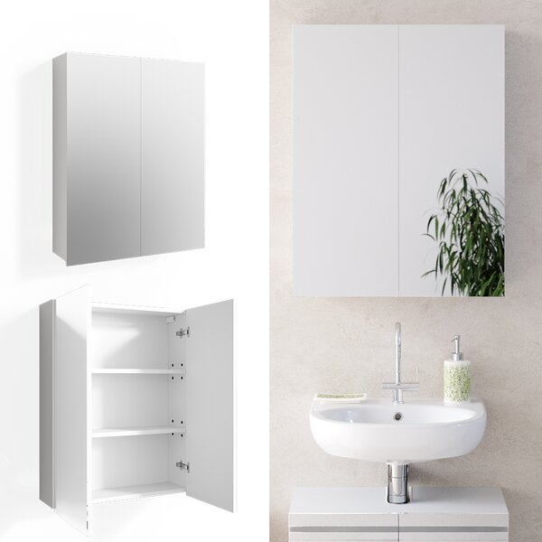 Koupelnová zrcadlová skříňka Vicco Fredd Bílá vysoký lesk 60 x 77 cm, Model 30381