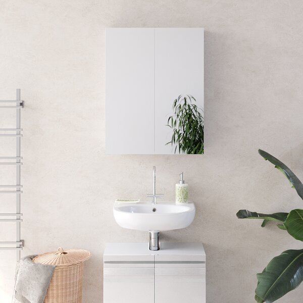 Koupelnová zrcadlová skříňka Vicco Fredd Bílá vysoký lesk 60 x 77 cm, Model 30381