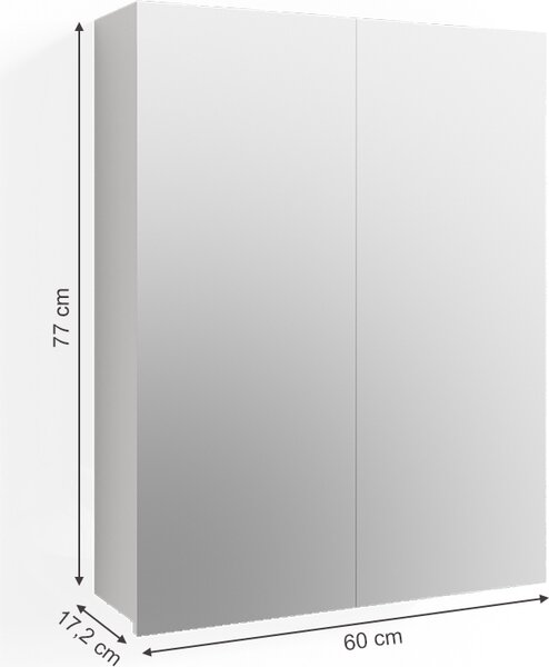 Koupelnová zrcadlová skříňka Vicco Fredd Bílá vysoký lesk 60 x 77 cm, Model 30381