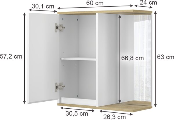 Koupelnová skříňka se zrcadlem Vicco Livia Bílá 60 x 63 cm se zrcadlem, Model 50142