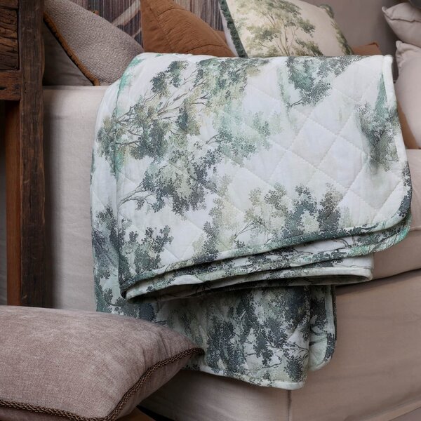 Prošívaný přehoz Aix Flower Cream/Olive 130 × 180 cm