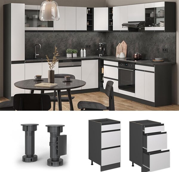 Spodní skříňka kuchyňské linky Vicco R-Line Bílá 40 cm PD Mramor, Model 46179