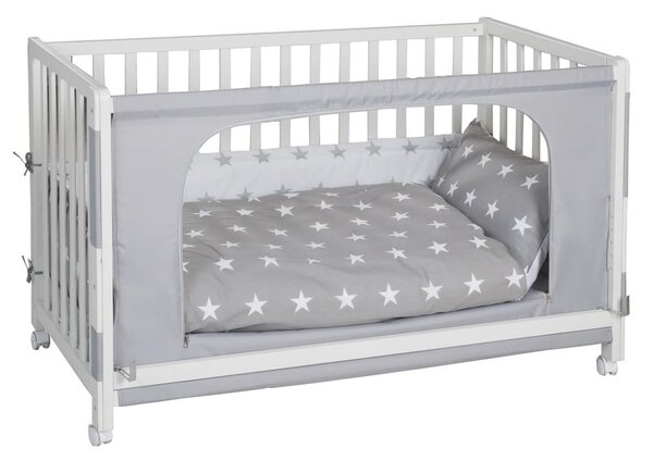 Bílá postýlka na kolečkách s nebesy 60x120 cm Little stars – Roba
