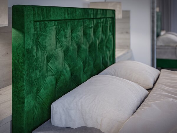 Jednolůžková boxspring postel 120 cm Dustin (tmavě zelená) (s matrací a úl. prostorem)