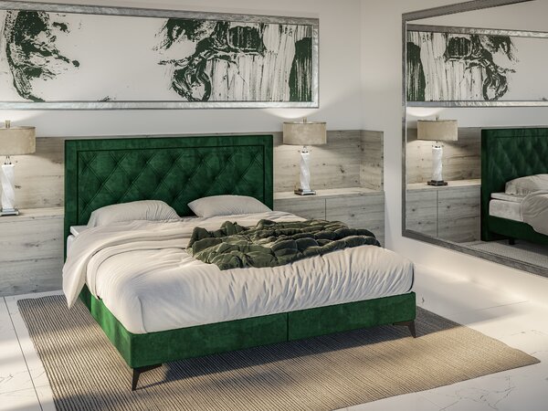 Jednolůžková boxspring postel 120 cm Dustin (tmavě zelená) (s matrací a úl. prostorem)