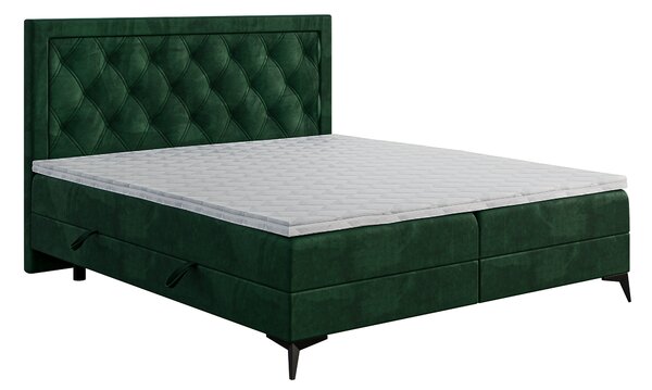 Jednolůžková boxspring postel 120 cm Dustin (tmavě zelená) (s matrací a úl. prostorem)