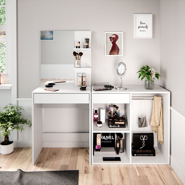 Toaletní stolek Vicco Isabelle Bílá 140 cm se skříňkou, Model 34448