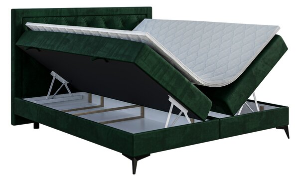 Jednolůžková boxspring postel 120 cm Dustin (tmavě zelená) (s matrací a úl. prostorem)