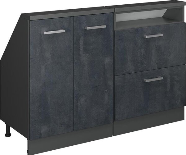 Kuchyňská skříňka pod šikmou střechu Vicco R-Line Černý beton 120 cm Sada 2 kusů, Model 58099
