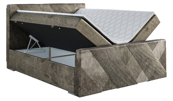 Jednolůžková boxspring postel 120 cm Galand (hnědošedá) (s matrací a úl. prostorem)