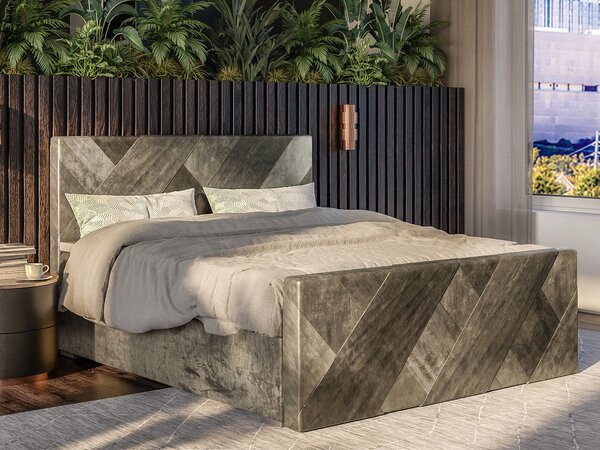 Jednolůžková boxspring postel 120 cm Galand (hnědošedá) (s matrací a úl. prostorem)