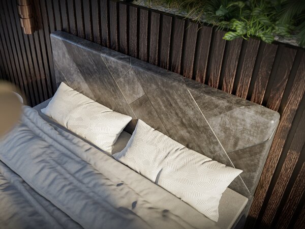 Jednolůžková boxspring postel 120 cm Galand (hnědošedá) (s matrací a úl. prostorem)