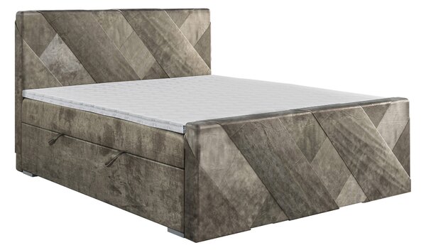 Jednolůžková boxspring postel 120 cm Galand (hnědošedá) (s matrací a úl. prostorem)