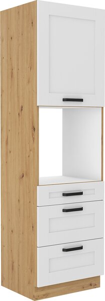 Kondela Skříňka na vestavnou troubu Lula 60 DPS-210 3S 1F - bílá / dub artisan
