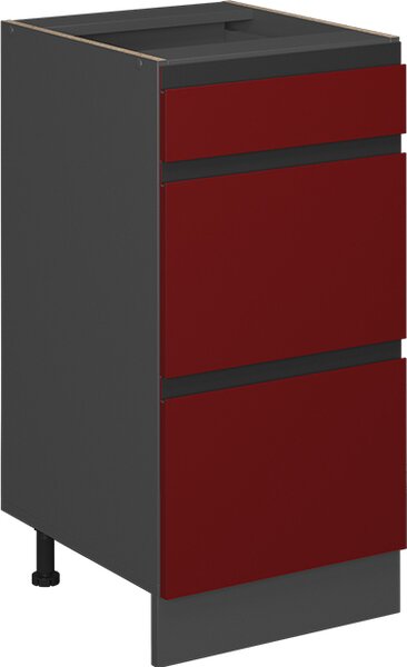 Spodní skříňka kuchyňské linky Vicco R-Line Červená 40 cm Tvar J, se zásuvkami, bez pracovní desky, Model 39765