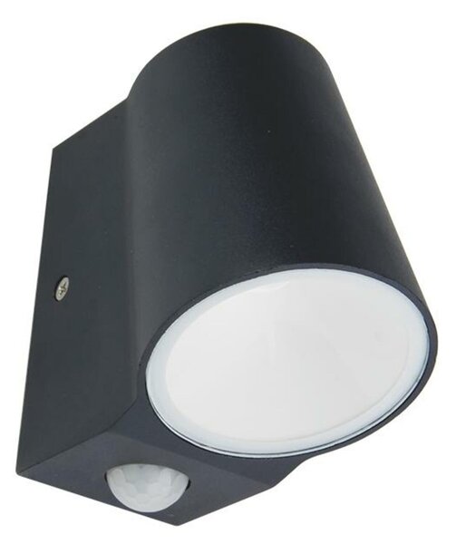 ACA Lighting LED COB venkovní nástěnné svítidlo se senzorem 6W 400LM 100d 230V AC 3.000K tmavá šedá CRI80 IP54 30.000hod LG0509GPIR
